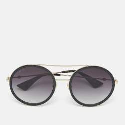 Pre Owned Gucci Black Gradient GG0061S Round Sunglasses