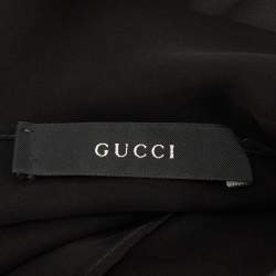 مملوكة مسبقًا Gucci Black Floral Print Silk Chiffon Fringed Stole 