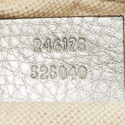 Pre Owned Gucci Beige/Silver GG Canvas and Leather Bamboo Cosmetic Pouch