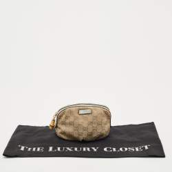 Pre Owned Gucci Beige/Silver GG Canvas and Leather Bamboo Cosmetic Pouch