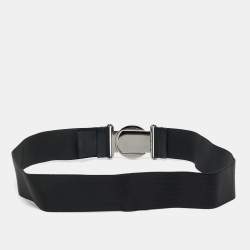 Pre Owned Gucci Black Elastic Interlocking G Belt 75 CM