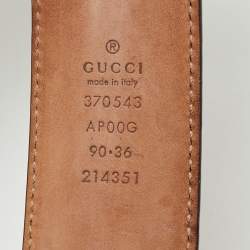 Pre Owned Gucci Beige Leather Interlocking G Buckle Belt 90 CM