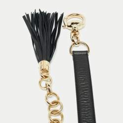 Pre Owned Gucci Black Leather Horsebit Tassel Waist Belt 90 CM