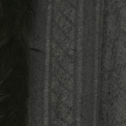 Pre Owned Gucci Black Fur Trim GG Supreme Wool and Silk Shawl