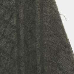 Pre Owned Gucci Black Fur Trim GG Supreme Wool and Silk Shawl