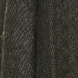 Pre Owned Gucci Black Fur Trim GG Supreme Wool and Silk Shawl