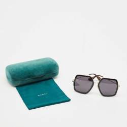 Pre Owned Gucci Black GG0106S Geometric Sunglasses
