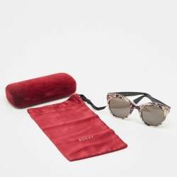 Pre Owned Gucci Black GG0028S Printed Cat Eye Sunglasses