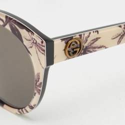 Pre Owned Gucci Black GG0028S Printed Cat Eye Sunglasses