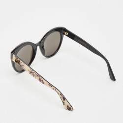 Pre Owned Gucci Black GG0028S Printed Cat Eye Sunglasses