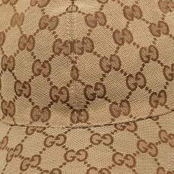 Pre Owned Gucci Beige Logo Monogram Canvas Stripe Detail Baseball Cap M