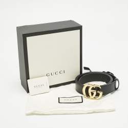 Pre Owned Gucci Black Leather GG Marmont Buckle Belt 85CM