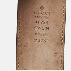 Pre Owned Gucci Green Guccissima Leather Interlocking G Buckle Belt 90 CM