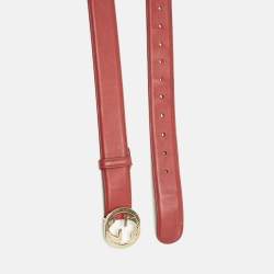 Pre Owned Gucci Red Leather Interlocking G Buckle Belt 95 CM