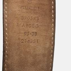 Pre Owned Gucci Red Leather Interlocking G Buckle Belt 95 CM