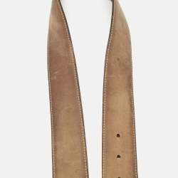 Pre Owned Gucci Red Leather Interlocking G Buckle Belt 95 CM