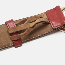 Pre Owned Gucci Red Leather Interlocking G Buckle Belt 95 CM