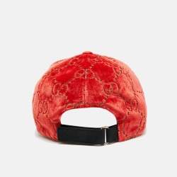 Pre Owned Gucci Red GG Velvet Baseball Cap L