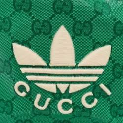 Pre Owned Gucci x Adidas Green GG Coated Canvas Bucket L