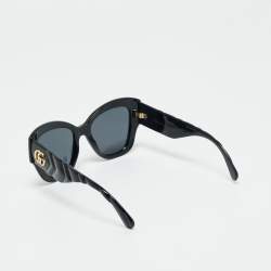 Pre Owned Gucci Black GG0808S Butterfly Sunglasses