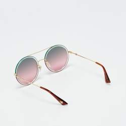 مملوكة مسبقًا Gucci Green/Pink Gradient GG0061S Round Sunglasses
