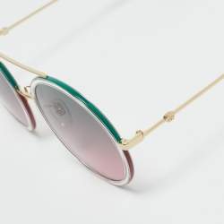 مملوكة مسبقًا Gucci Green/Pink Gradient GG0061S Round Sunglasses