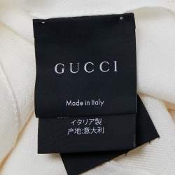 Pre Owned Gucci Cream GG jacquard Wool and Silk Scarf 