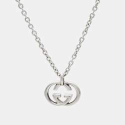 Pre Owned Gucci Interlocking G Sterling Silver Necklace