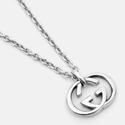 Pre Owned Gucci Interlocking G Sterling Silver Necklace
