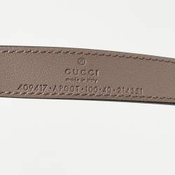 Pre Owned Gucci Dusty Pink Leather GG Marmont Slim Belt 100 CM