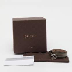 Pre Owned Gucci Metallic Leather Interlocking G Crystals Waist Belt 90CM
