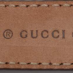 Pre Owned Gucci Metallic Leather Interlocking G Crystals Waist Belt 90CM