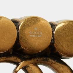 Pre Owned Gucci GG Marmont Crystals Gold Tone Brooch