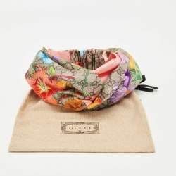 Pre Owned Gucci Multicolor Floral GG Supreme Print Silk Headband M
