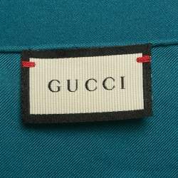 Pre Owned Gucci Multicolor/Blue Floral GG Supreme Print Silk Square Scarf