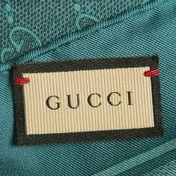Pre Owned Gucci Green Horse-bit GG Supreme Print Silk Square Scarf 