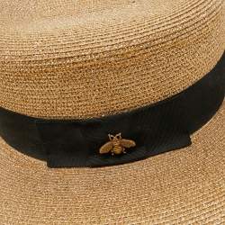 Pre Owned Gucci Gold Lame Papier Hat M/57 cm