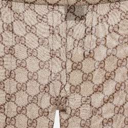Pre Owned Gucci Beige GG Supreme Monogram Print Nylon Mesh Tights L