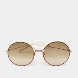 Pre Owned Gucci Brown Gradient GG0395S Round Sunglasses