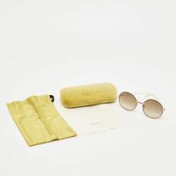Pre Owned Gucci Brown Gradient GG0395S Round Sunglasses