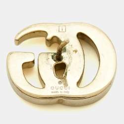 Pre Owned Gucci Double G Faux Pearl Gold Tone Earrings