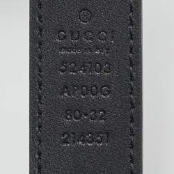 Pre Owned Gucci Black Leather GG Marmont Torchon Buckle Belt 80 CM