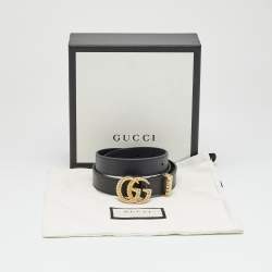 Pre Owned Gucci Black Leather GG Marmont Torchon Buckle Belt 80 CM