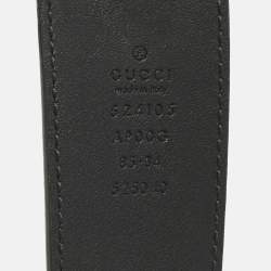 Pre Owned Gucci Black Leather GG Marmont Torchon Buckle Belt 85 CM