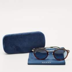 Pre Owned Gucci Black/Green GG0917S Round Sunglasses