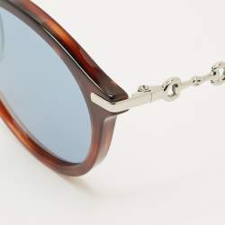 Pre Owned Gucci Black/Green GG0917S Round Sunglasses