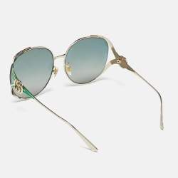 Pre Owned Gucci Green/Gold Tone Gradient GG0225S Oversized Sunglasses