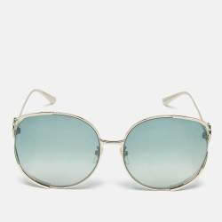 Pre Owned Gucci Green/Gold Tone Gradient GG0225S Oversized Sunglasses