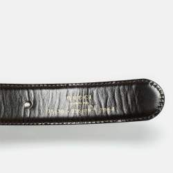 Pre Owned Gucci Black Glossy Leather Interlocking G Belt 75CM