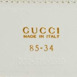 Pre Owned Gucci White Leather Interlocking G Buckle Belt 85CM
